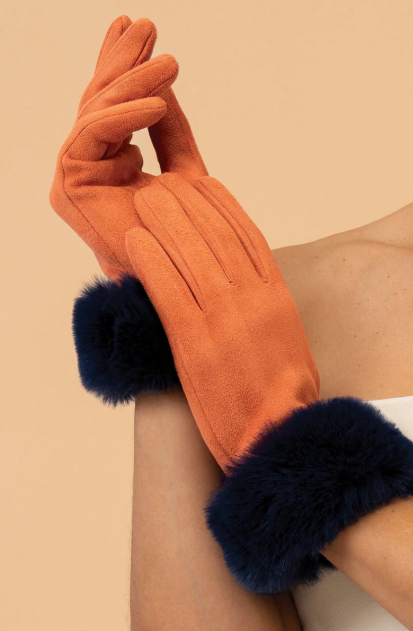 Tangerine & Navy Bettina Gloves