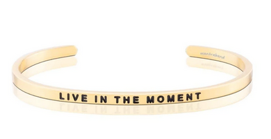 Live in the Moment Mantra Band Bracelet - Gold