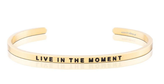 Live in the Moment Mantra Band Bracelet - Gold