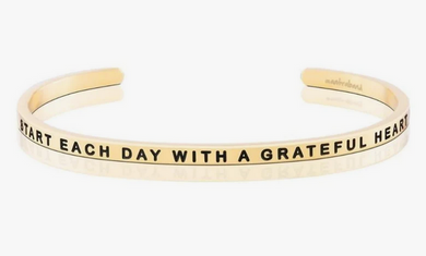 Start Each Day With A Grateful Heart Mantra Band Bracelet - Gold