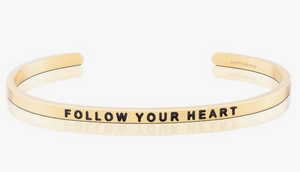 Follow Your Heart Mantra Band Bracelet - Gold
