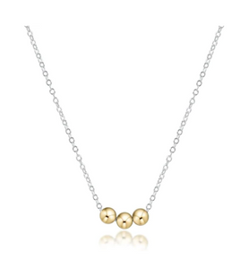 16" Sterling Necklace With 3 14kt Gold-Filled 3mm Beads