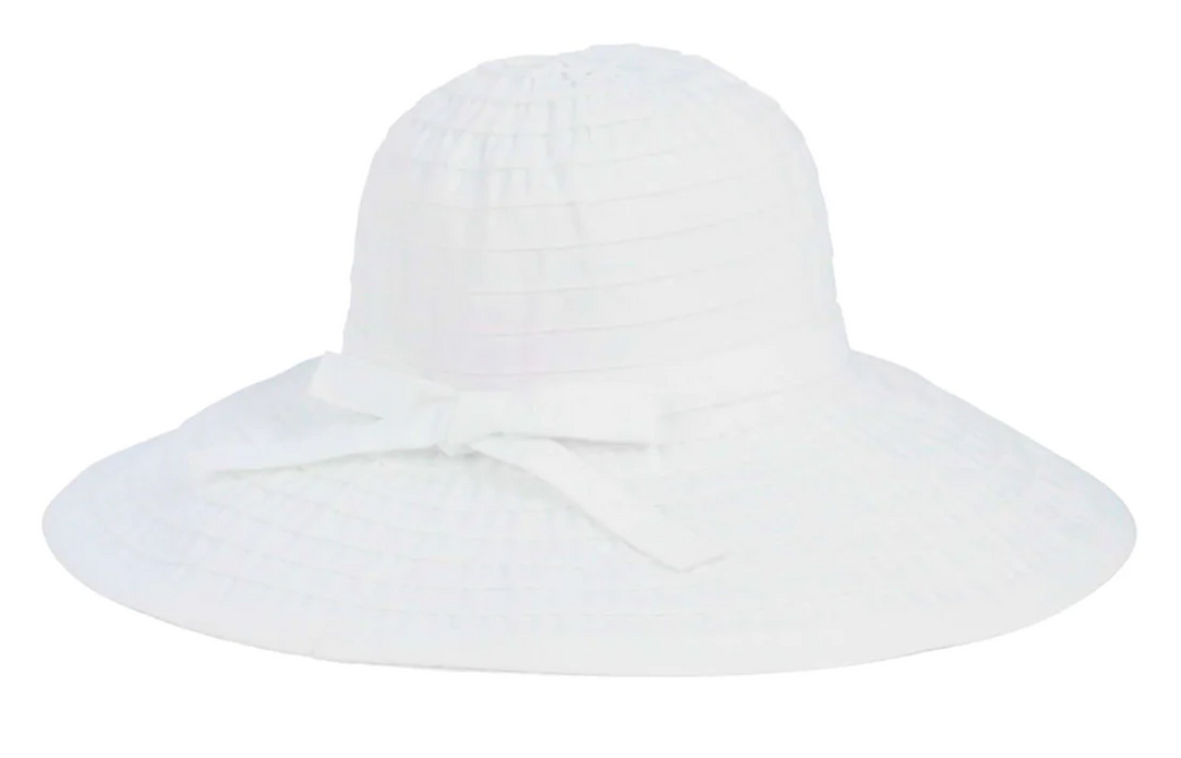 Ribbon Bow Floppy Hat - White