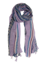 Load image into Gallery viewer, Lavender Boho Stripe Scarf