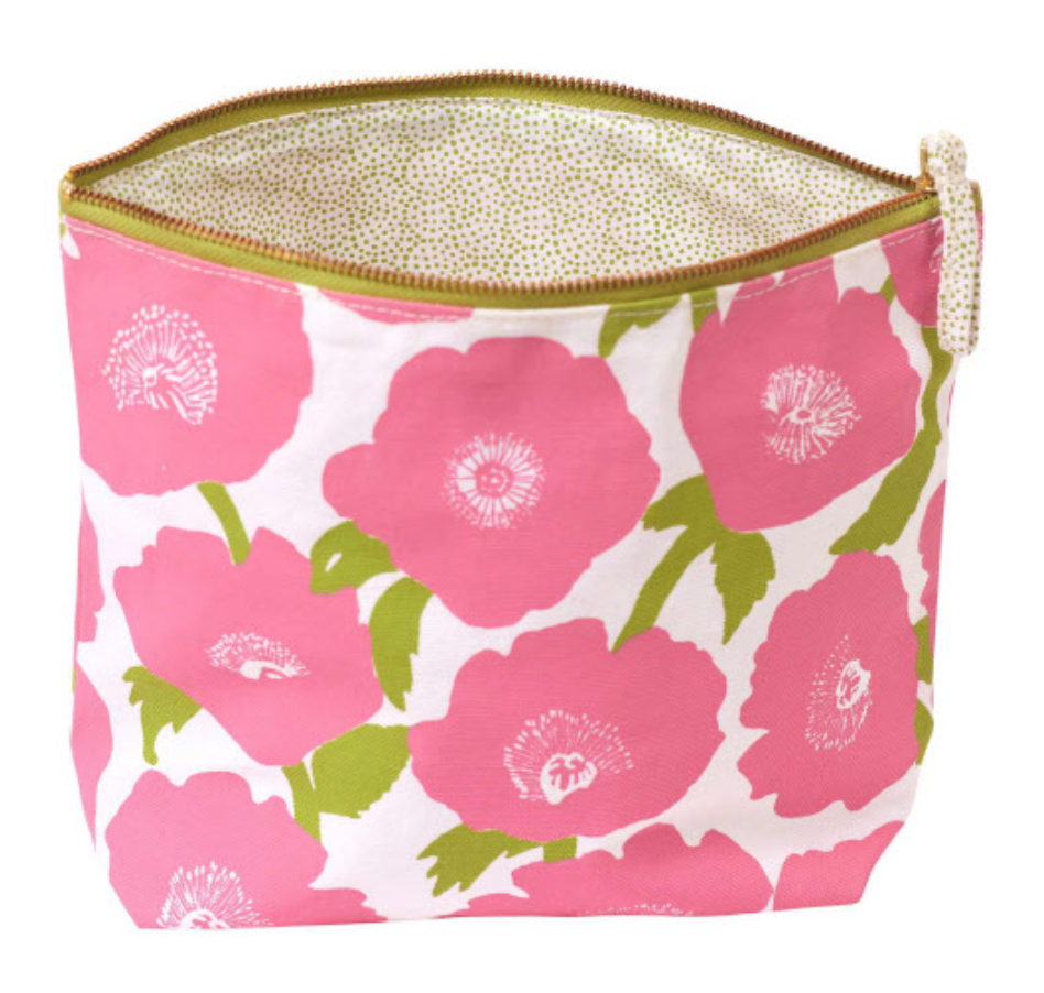 Poppies Pink Pouch - Large