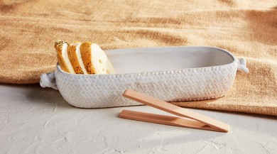 Textured Bread Bowl & Tong Set