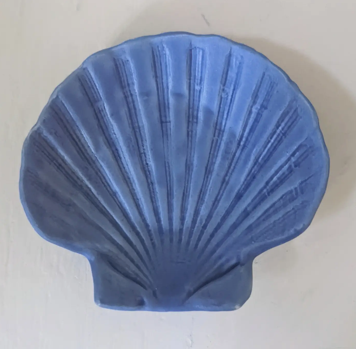 Satin Blue Clay Scallop Shell Dishes