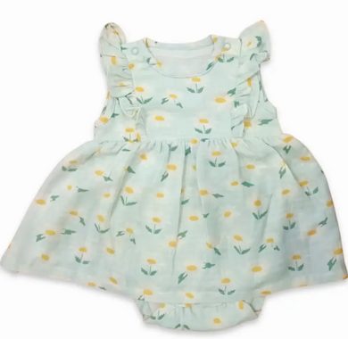 Daisies Ruffle Flare Baby Dress+Bloomer (Organic Muslin)