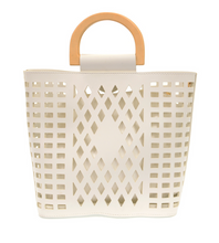 Load image into Gallery viewer, White Madison Cut Out Tote