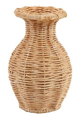 Flared Resin Basket Weave Vase
