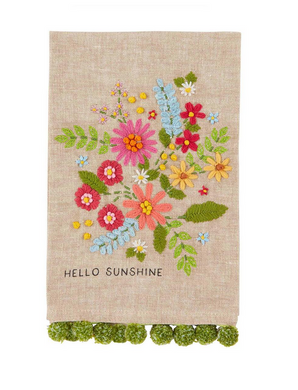 Hello Sunshine Floral Embroidery Towel