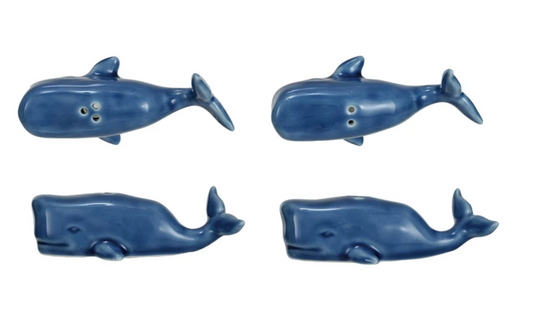 Whale Salt & Pepper Shakers