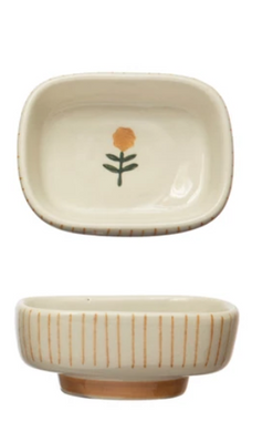 Striped Dish With Flower