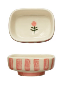 Striped Dish With Flower