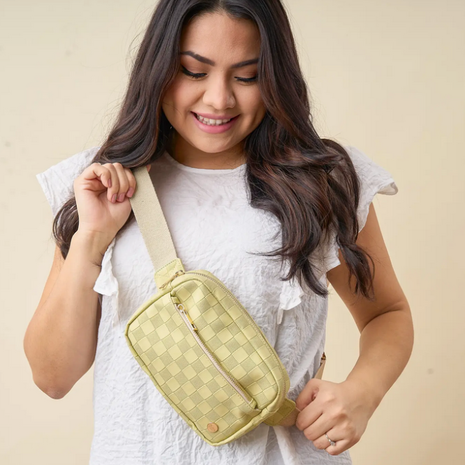 Green Urban Check Belt Bag