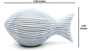 Mini Fish Sculpture - White With Blue Stripes