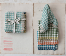 Load image into Gallery viewer, Aqua Gingham Linen Napkins