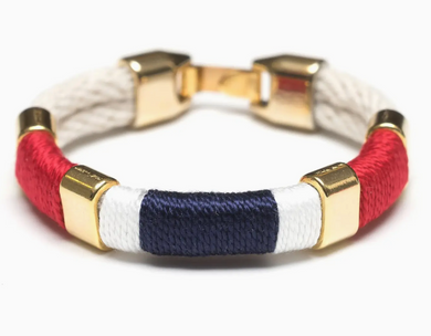 Newbury Ivory, Red, White, Navy & Gold Bracelet - Small