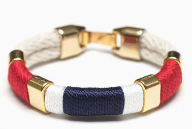 Newbury Ivory, Red, White, Navy & Gold Bracelet - Medium