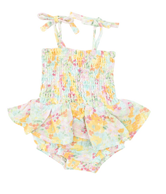 Smocked Bubble With Skirt - Spring Meadow