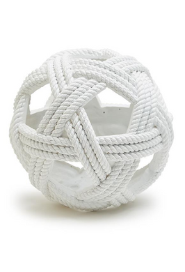 White Open Weave Rope Sphere - Medium
