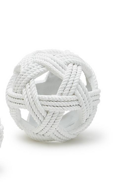 White Open Weave Rope Spheres - Small