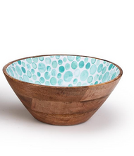 Load image into Gallery viewer, Blue Drops Wood Bowl - Small