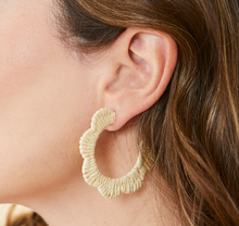 Load image into Gallery viewer, Scalloped Straw Hoop Earrings - Natural