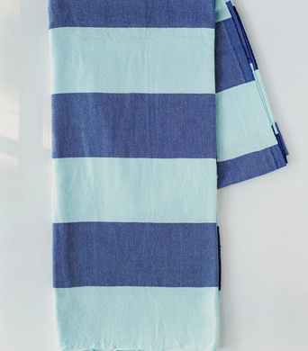 Mint And Navy Stripes Turkish Towel