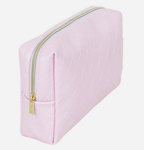 Peony Pink Woven Beauty Bag - Large