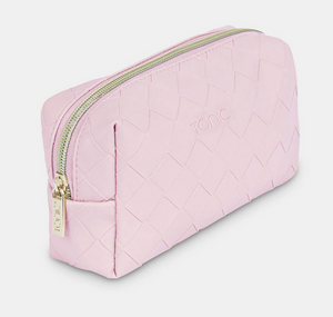 Peony Pink Woven Beauty Bag
