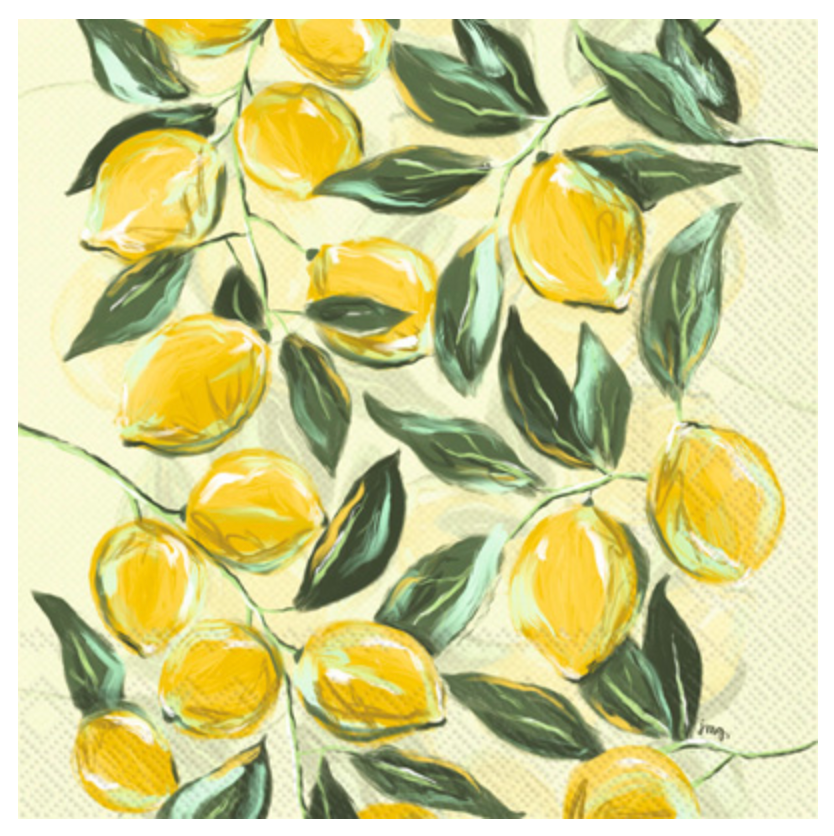 Painterly Lemons Cocktail Napkins