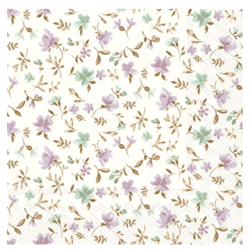 Fleurs Lilac Green Cocktail Napkins