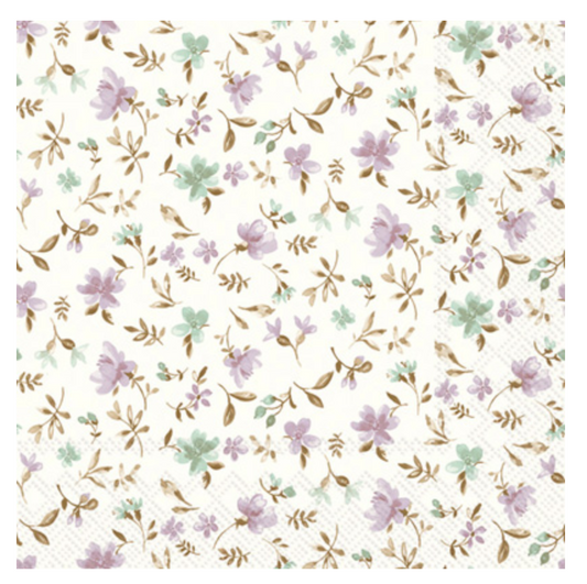 Fleurs Lilac Green Cocktail Napkins