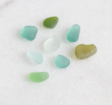 Load image into Gallery viewer, Green Sea Glass Stud Earrings - Silver