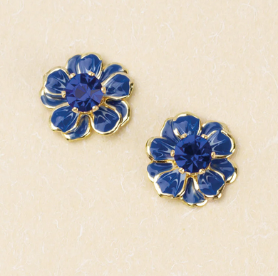 Enamel Flower Earring - Small - Sapphire & Gold