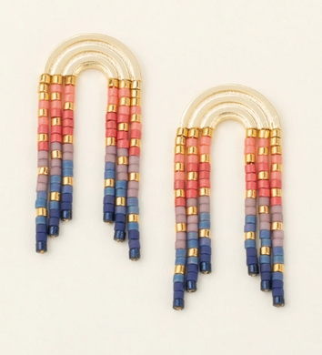 Chromacolor Miyuki Rainbow Fringe Earring - Multi & Gold
