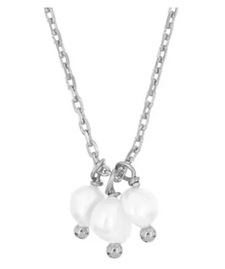 3 Pearl Drops Silver Necklace