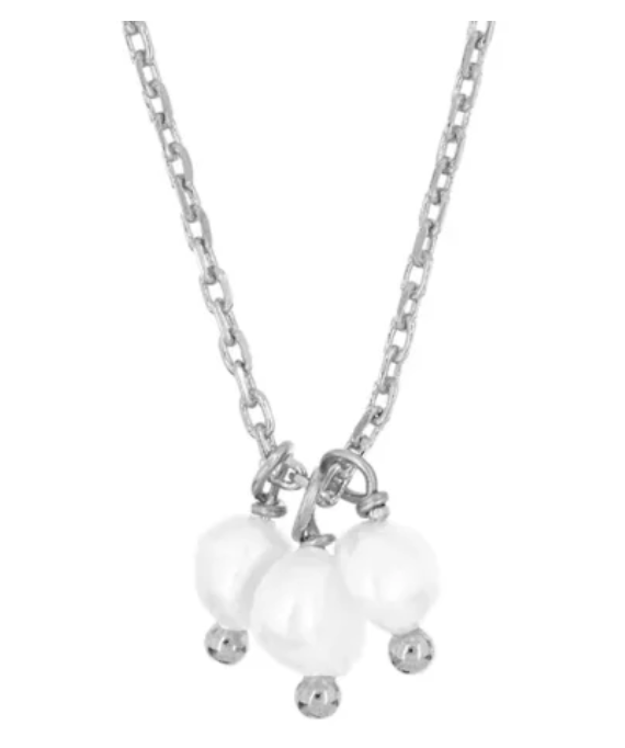 3 Pearl Drops Silver Necklace