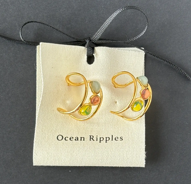 Glass Cradle Earrings - 18ct Gold Plated