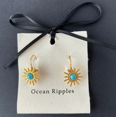 Turquoise Sun Earrings - 18ct Gold Plated