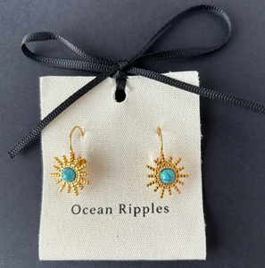 Turquoise Sun Earrings - 18ct Gold Plated