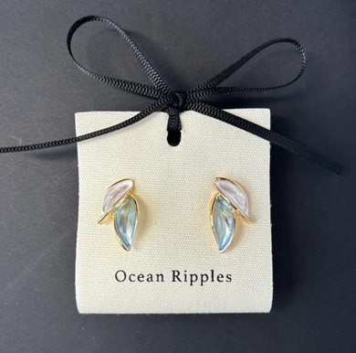 Oil Drip Leaf Earrings - 18ct Gold Plated
