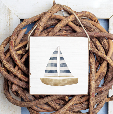 Square Twine Hanging Sign - Sailboat