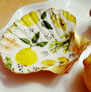 Lemon Decoupage - Scallop Shell