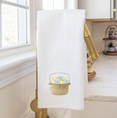 Hydrangea Lemon Basket Tea Towel