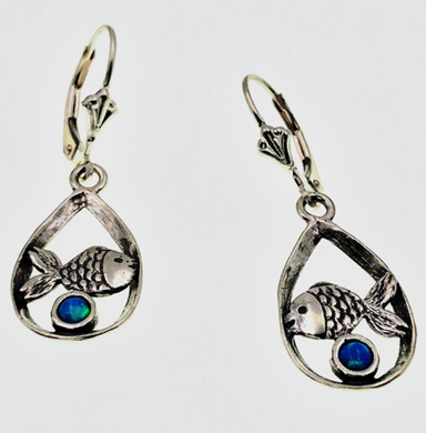 Fish & Opal Oval Earrings