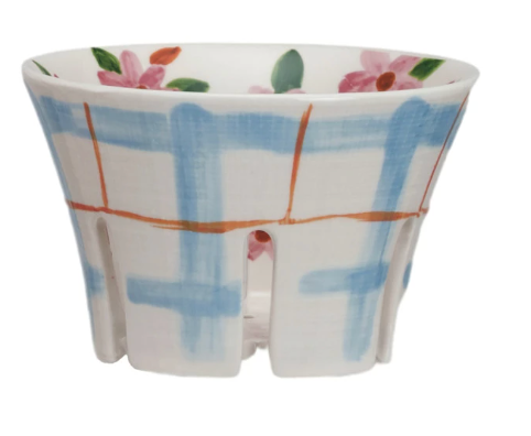 Plaid Floral Berry Bowl