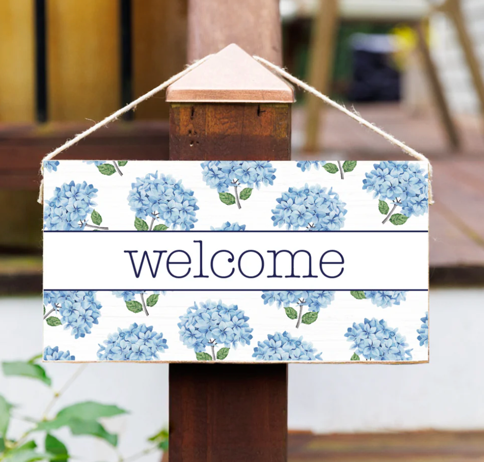 Hydrangea Background Sign Scattered Hydrangea Welcome Sign – Sativa