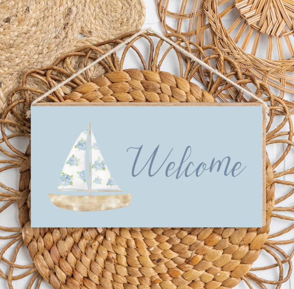 Hydrangea Sailboat Welcome Sign – Sativa